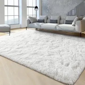 Modern Long Pile Polyester Fiber Rug, Rectangular Carpet for Living Room & Bedroom, Home Use, Contemporary Rugs, Decorative Area Rug, Multiple Sizes Available