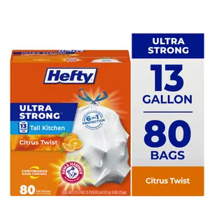 Large kitchen garbage bags, white, citrus scent, 80 bags.
