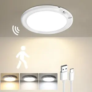 Magnetic Rechargeable Motion Sensor Ceiling Light – Wireless LED Lamp with Remote for Hallway, Closet, Shower, Stairs, Shed, Porch, Patio, Easy No-Drill Installation & Long Battery Life Adjustable Lighting Adjustable Lighting Dimmable