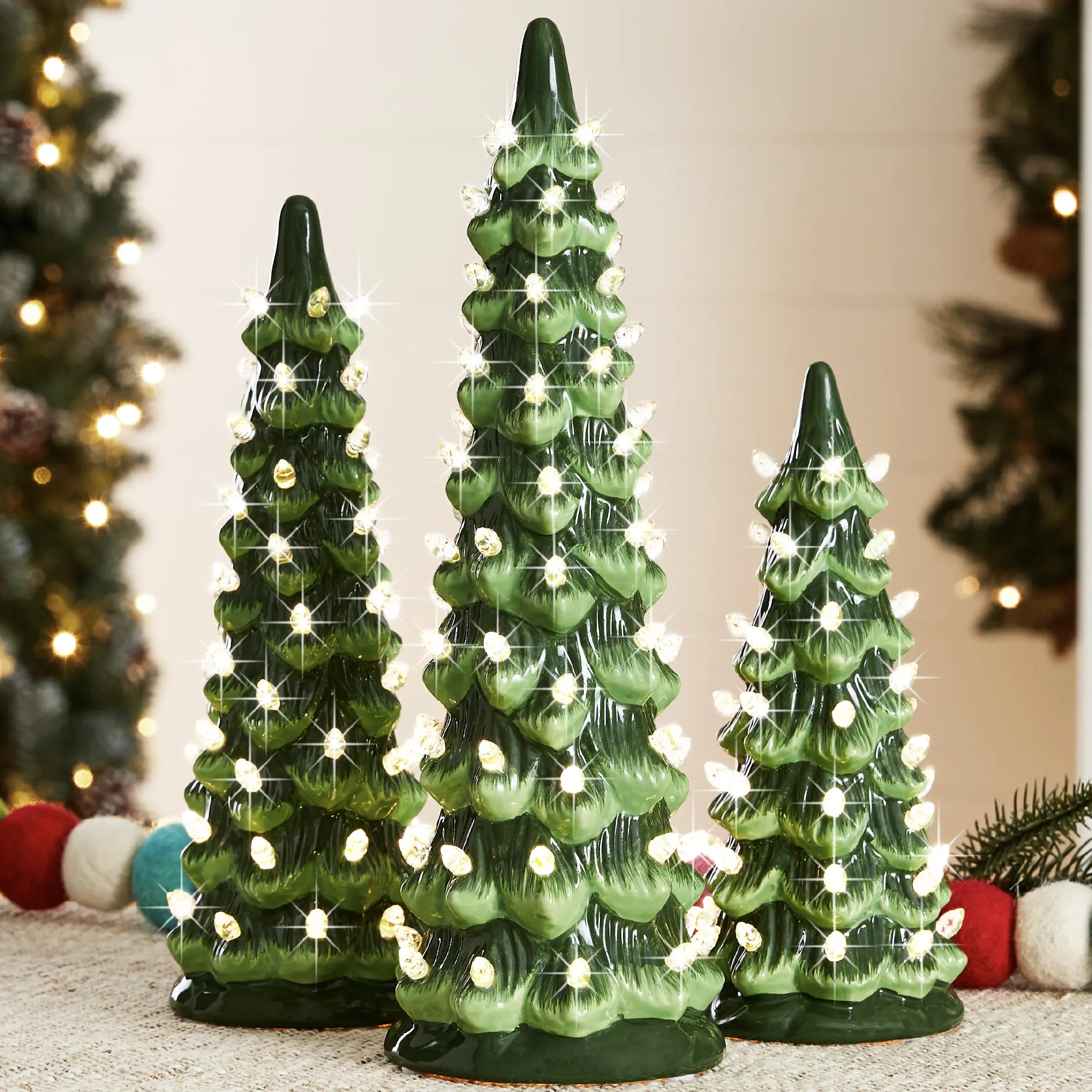 Best Choice Products Set of 3 Pre-Lit Hand-Painted Ceramic Tabletop Christmas Trees Best Choice Products Set of 3 Pre-Lit Hand-Painted Ceramic Tabletop Christmas Trees