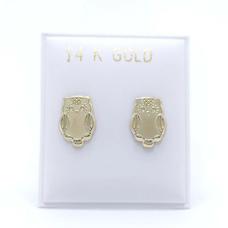 14KT Gold Owl Stud Screw-On Earrings, Fine Jewelry Accessory for Women