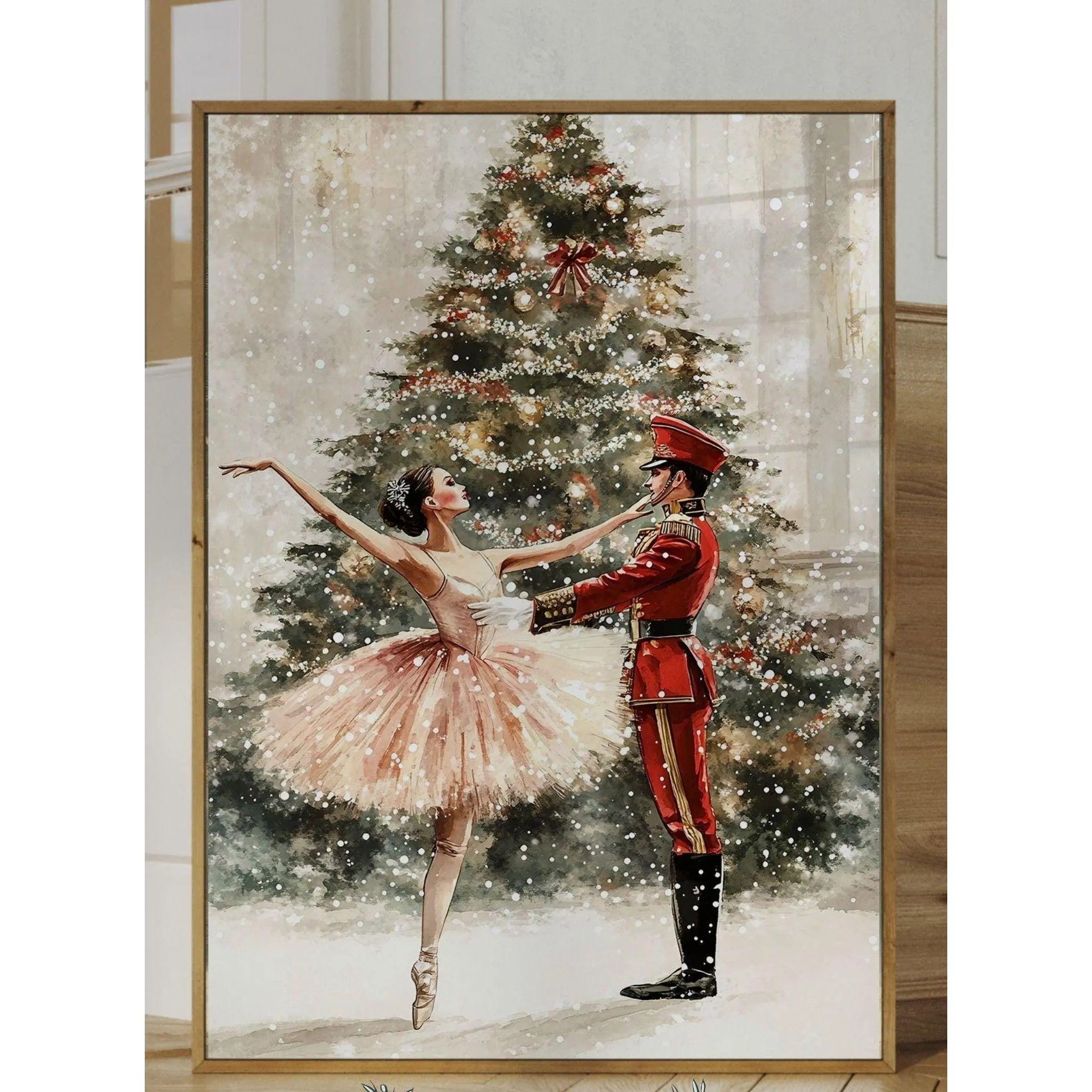 [SALE UP TO 40%] [Unframed] Nutcracker Ballet Christmas Print, Ballerina Christmas Printable Wall Art, Festive Christmas Holiday Decor, Vintage Christmas
