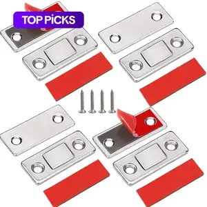 Cabinet Magnetic Catch, Ultra-Thin Cabinet Door Magnetic Catch, Adhesive Cabinet Latch Magnetic Closures, Magnetic Lock for Kitchen Closet Doors, Locking Mechanism, Easy Installation