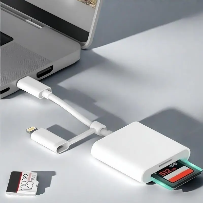 SD Card Reader for iPhone and iPad, Memory Card Reader, Media Card Reader, USB Camera Adapter for Easy Viewing, Supports SD and TF Microsd Cards, No APP Required, USB Port Adapters, USB Port Gadget