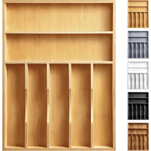 Kitchen  Silverware Organizer, Kitchen Drawer Organizer - Utensil Holder and Cutlery Tray with Grooved Drawer Dividers for Flatware 7 Slot,