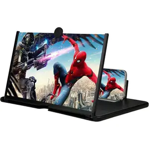 12Inch Mobile Phone Magnifier, 3D HD Phone Magnifier Screen Amplifier Enlargerment, Portable Pull-Out Screen Magnifying Pocket Cinema, Support Apple and Android Phones