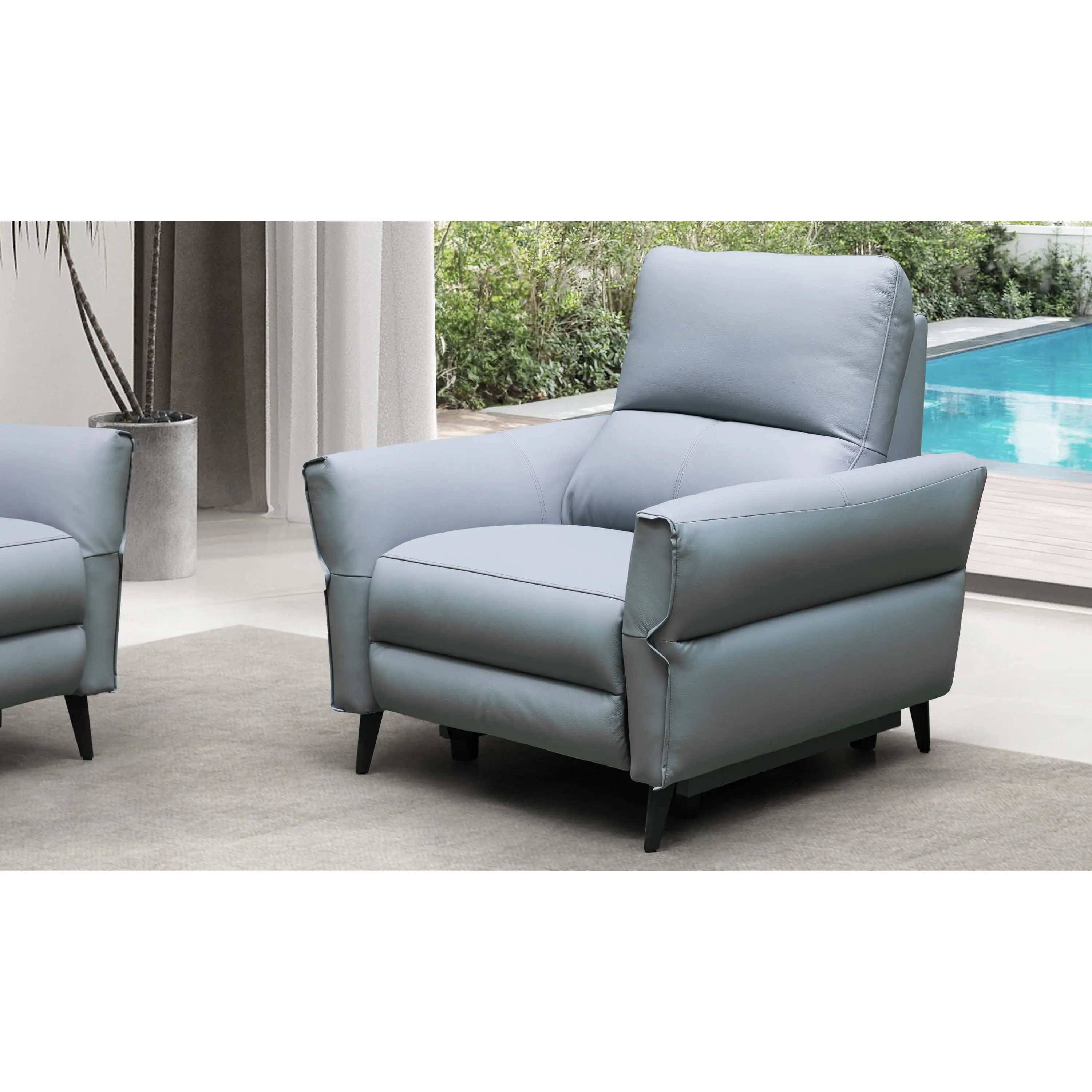 Klaussner Armonia Contemporary PU Leather Power Recliner - 20-in Seat Height, 5-in Legs, Adjustable Height & Support, Artificial Leather Indoor Living Room Furniture, Easy Power Recline Functionality, 20-Inch Seat Height