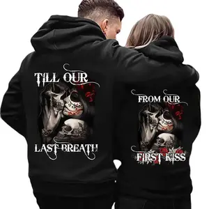 Skull And Rose Couple Hoodie From Our First Kiss Hoodie, Perfect For Valentine's Gift, For Him For Her