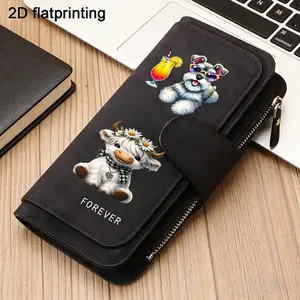 1pc puppy and Highland cow pattern women's long wallet, multi-functional wallet, portable snap coin purse, birthday gift and daily commuting essential, perfect holiday gift, suitable for outdoor, travel and family use, 3.13CYJ-3