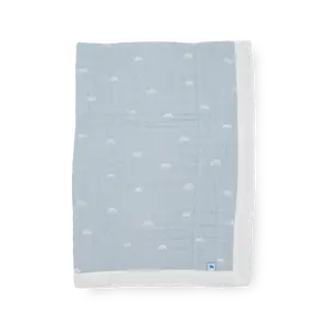 Cotton Muslin Baby Quilt - Blue Rainbow