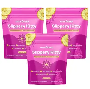 3 pack Slippery Kitty Feminine Probiotic + Moisture Gummies-All in One Solution with Slippery Elm 60 CountPineapple Flavor