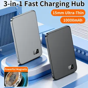Magnetic Wireless Power Bank 3-in-1 Portable Charger with USB-C PD 20W for iPhone AirPods Apple Watch 10000mAh 5000mAh