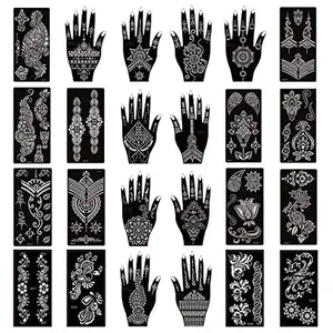 24 Sheets Henna Tattoo Stencil Kit/Temporary Tattoo Templates,Self-Adhesive Indian Arabian Tattoo Sticker for Body Paint New Designs