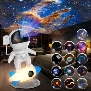 Star Projector, Astronaut Galaxy Projector for Bedroom, 13-in-1 HD Planetarium Light with Timer & Rocket Night Lamp, 360° Rotating Starry Sky Projector for Kids & Gift Ideas