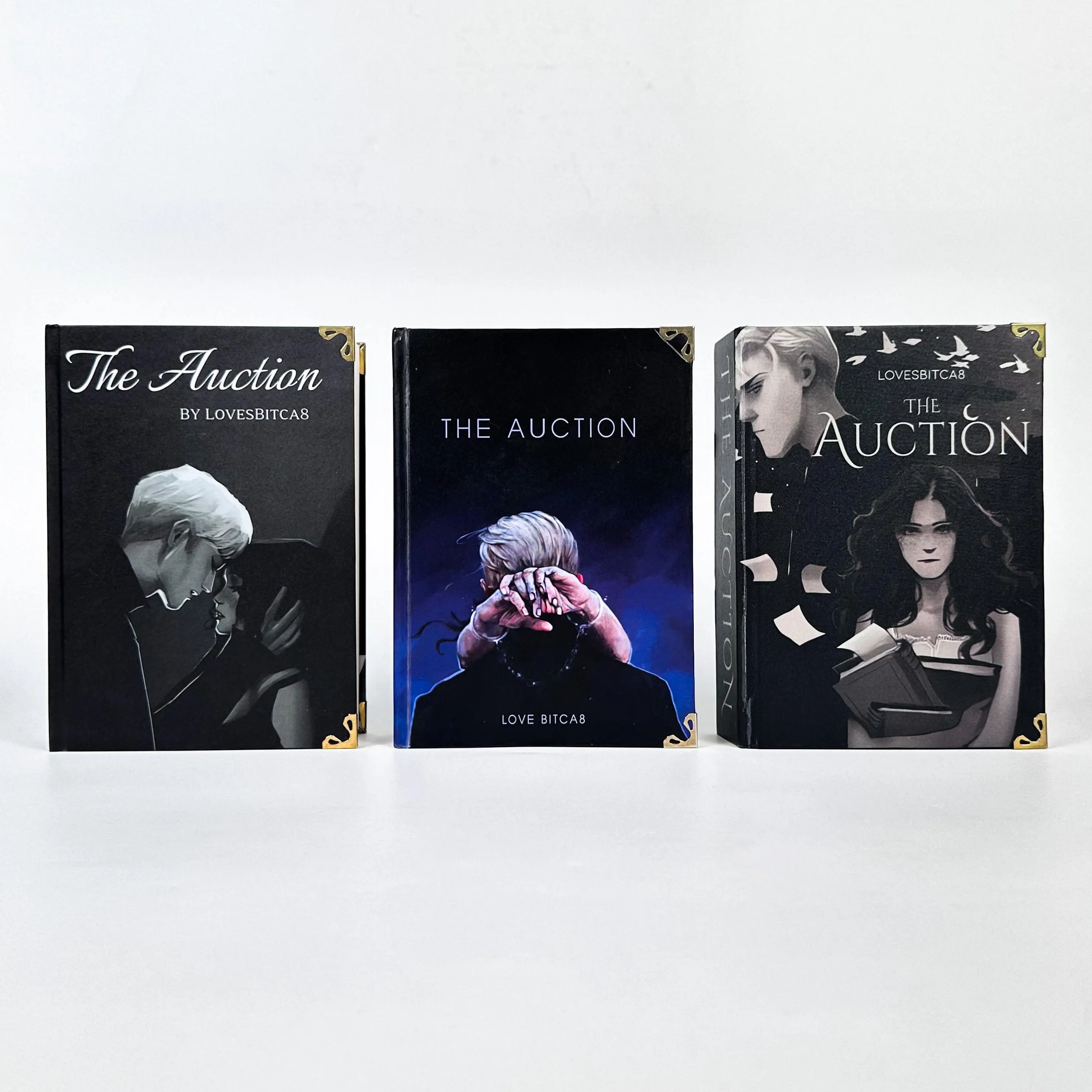 The Auction Hardcover Special Edition Books Dark Romance Collector Edition 3 Cover Designs Bookshelf Display