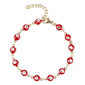 14K Gold Plated Multicolored Evil Eye Bracelet for Women Sparkie Rhinestone Bring Luck Bracelets