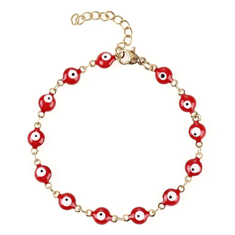 Women's 14K Gold Plated Multicolored Evil Eye Bracelet with Sparkle Rhinestones - Exquisite, High Quality, Golden Tone, Auspicious Daily Luck-Boosting Fashion Costume Jewelry Accessory
