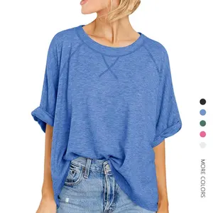 Danedvi Womens Tops Oversized Tshirts Summer Short Sleeve T Shirts Casual Loose Fit Basic Tees Leggings Cute SpringStatements