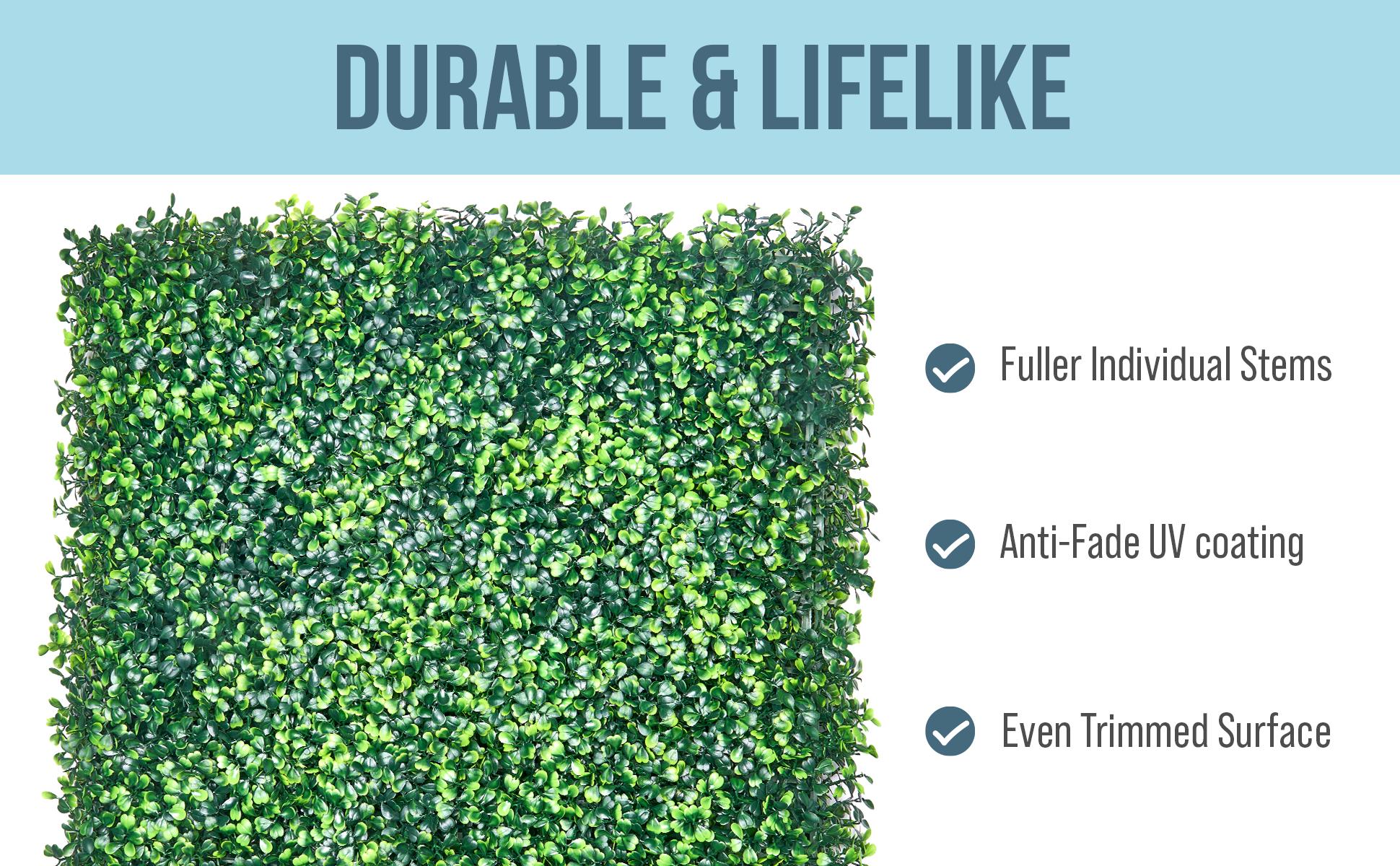 CREATIVE SPACE Grass Wall Panels Artificial Plants Wedding Backdrop 12 PCS 20 x 20 Inch Boxwood Panels Privacy Hedge Screen for Indoor Outdoor Garden Wall Decor Bedroom