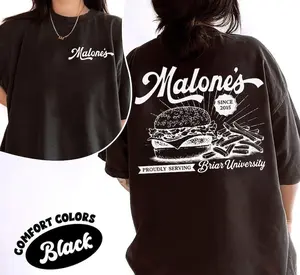 Comfort Colors Malone's Vintage Diner Shirt, Retro Burger Restaurant Tee, Briar University Shirt, Hockey Romance Tee