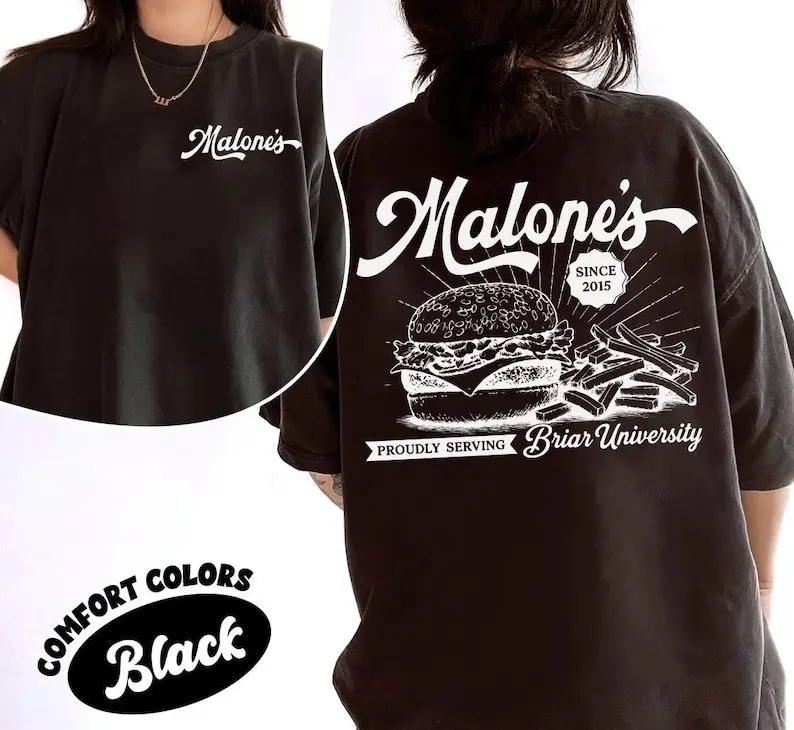 Comfort Colors Malone's Vintage Diner Shirt, Retro Burger Restaurant Tee, Briar University Shirt, Hockey Romance Tee