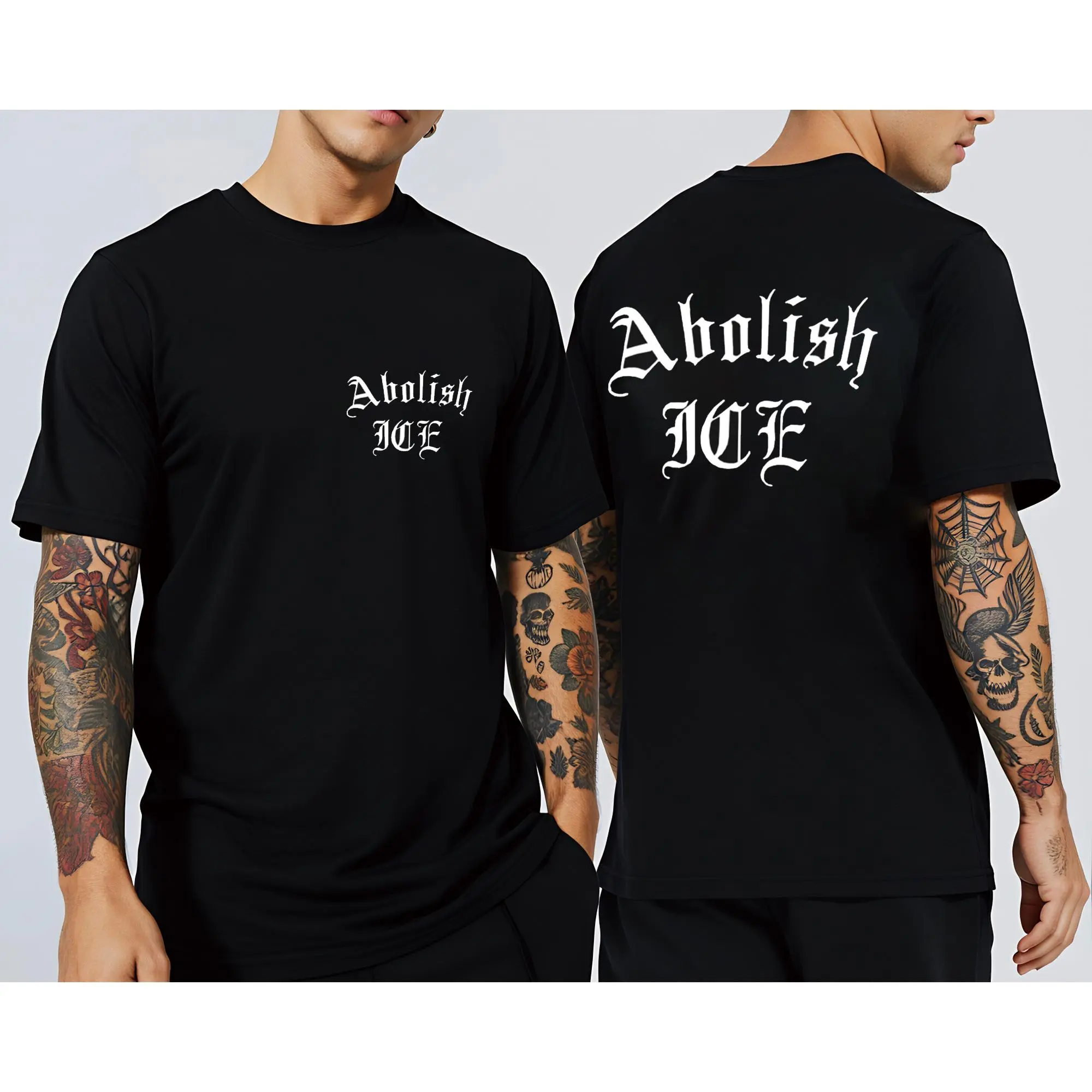 Men's 100% Cotton Double-Sided Crew Neck Tee - Relaxed Fit, All-Day Breathability, Cold Wash, Durable & Low-Maintenance, Human Rights Advocate Statement ("No One Is Illegal On Stolen Land") - Cultural Gift