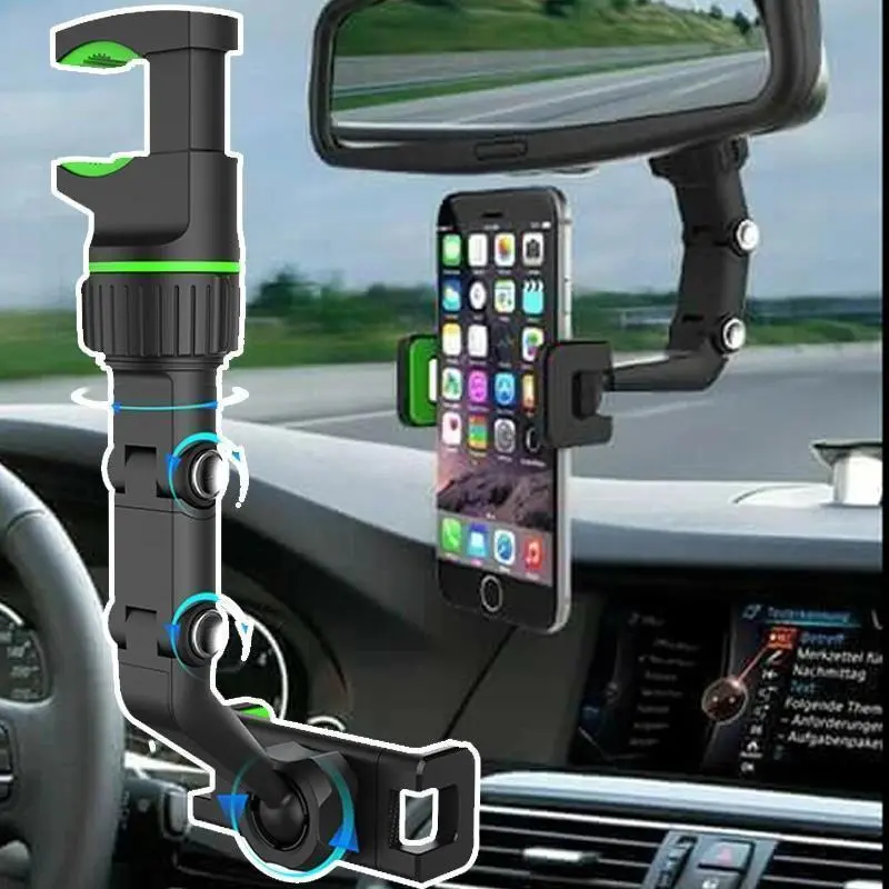 Navigation bracket car mobile phone seat multi-function 360-degree rotatable car rearview mirror seat clip bracket Car Cellphone Mount Car Phone Holder Car Accessories