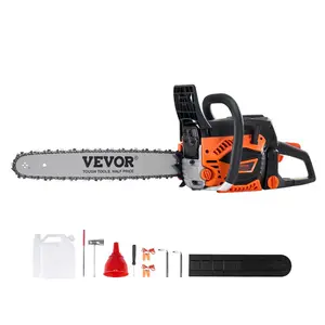 VEVOR 62 cc Gas Chainsaw, 20 inch Gas Powered Chainsaw, 3.8 HP Power Chain Saw with Non-Slip Handle, Gas-Powered Chainsaws with Dual Fuel Tanks, For Wood Cutting, Tree Trimming, and Land ClearingVEVOR Super Brand Day
