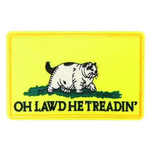 Cute Cat Embroidered Patch, Back Adhesive Iron-On, Suitable for Clothes Jackets Hats Accessories, Oh Lawd Hetreadin