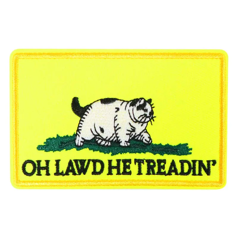 Cute Cat Embroidered Patch, Applique Patches, Back Adhesive Iron-On, Suitable for Clothes Jackets Hats Accessories, Oh Lawd Hetreadin
