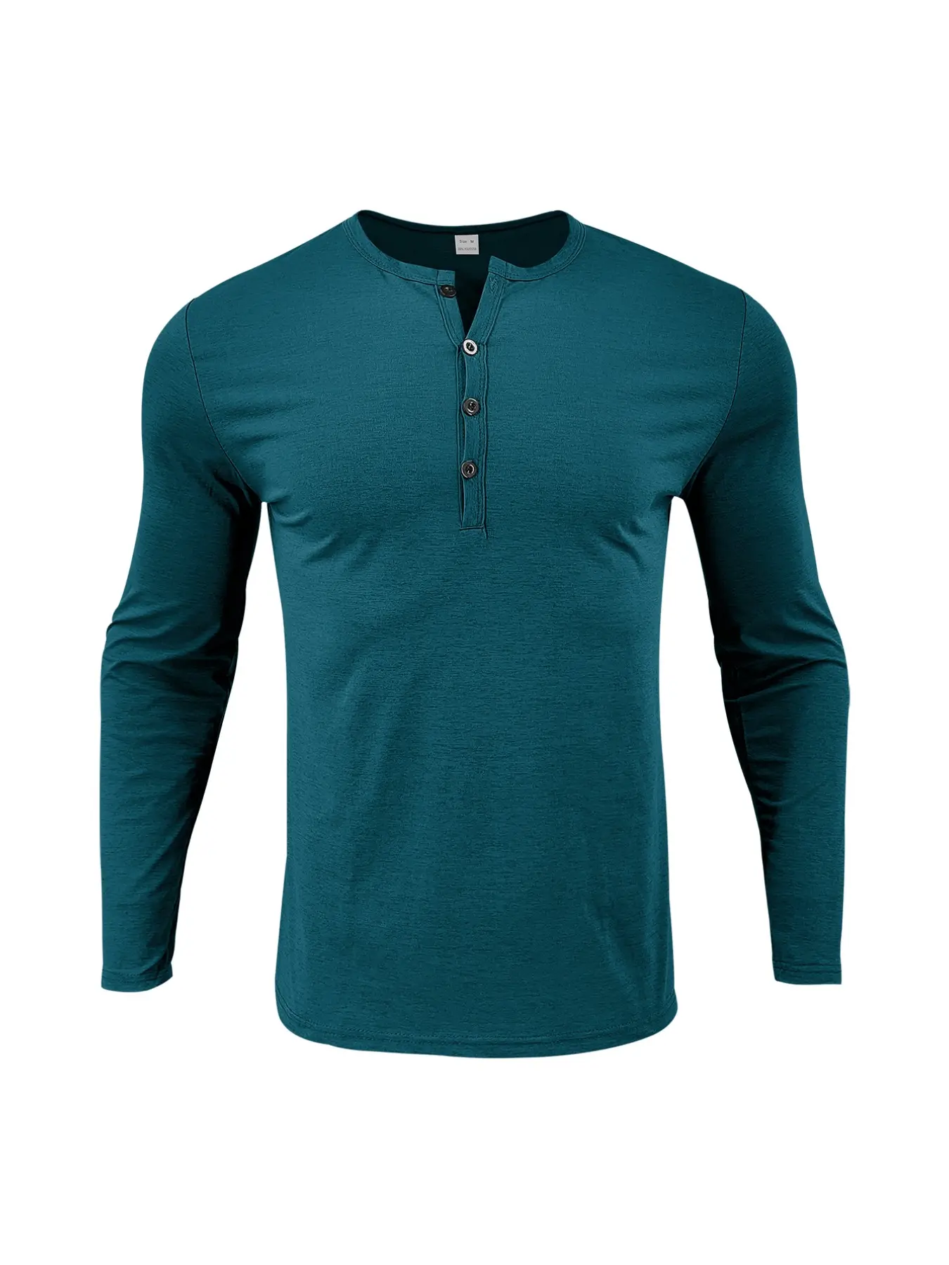 Men's Henry Collar Long Sleeve T-Shirt, Solid Color Casual Top, Fashionable Fall Winter Innerwear, Stylish Men's Clothing, Menswear