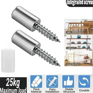 40 Count Screw-in Shelf Support Pegs, Self-Drilling Shelf Pins with Non-Slip Sleeves, Fixed Support Hardware for Kitchen Cabinets, Bookshelves and Cupboards