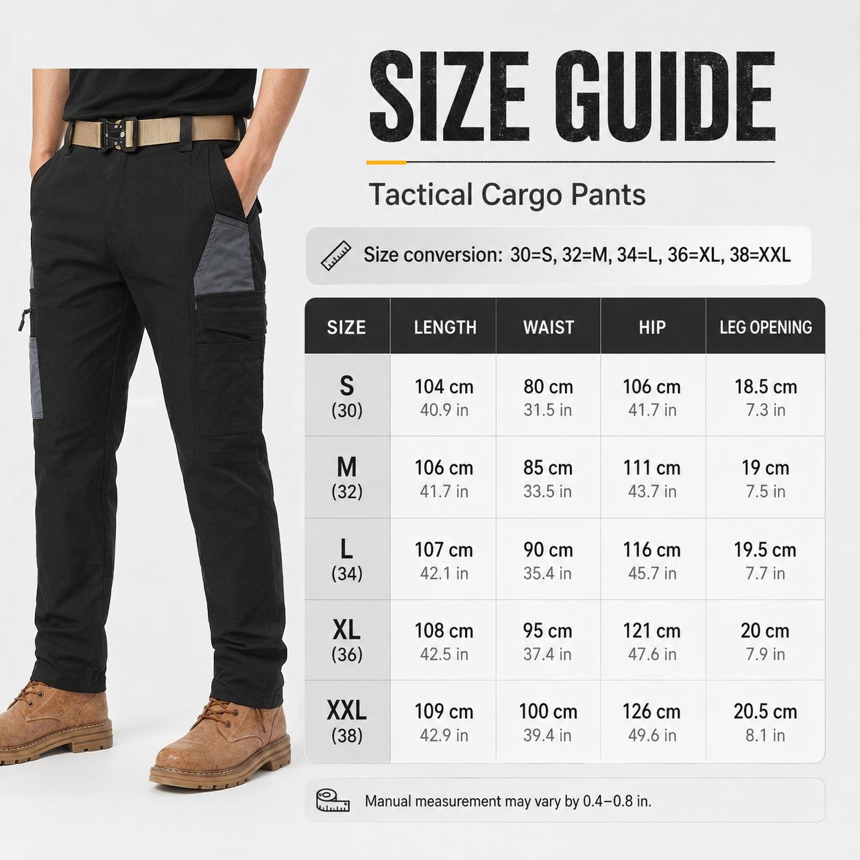 4Pack Men's Tactical Cargo Work Pants, Multi-Pocket Straight Leg Utility Trousers, Outdoor & Workwear | 1/ 2/3/4-pacs