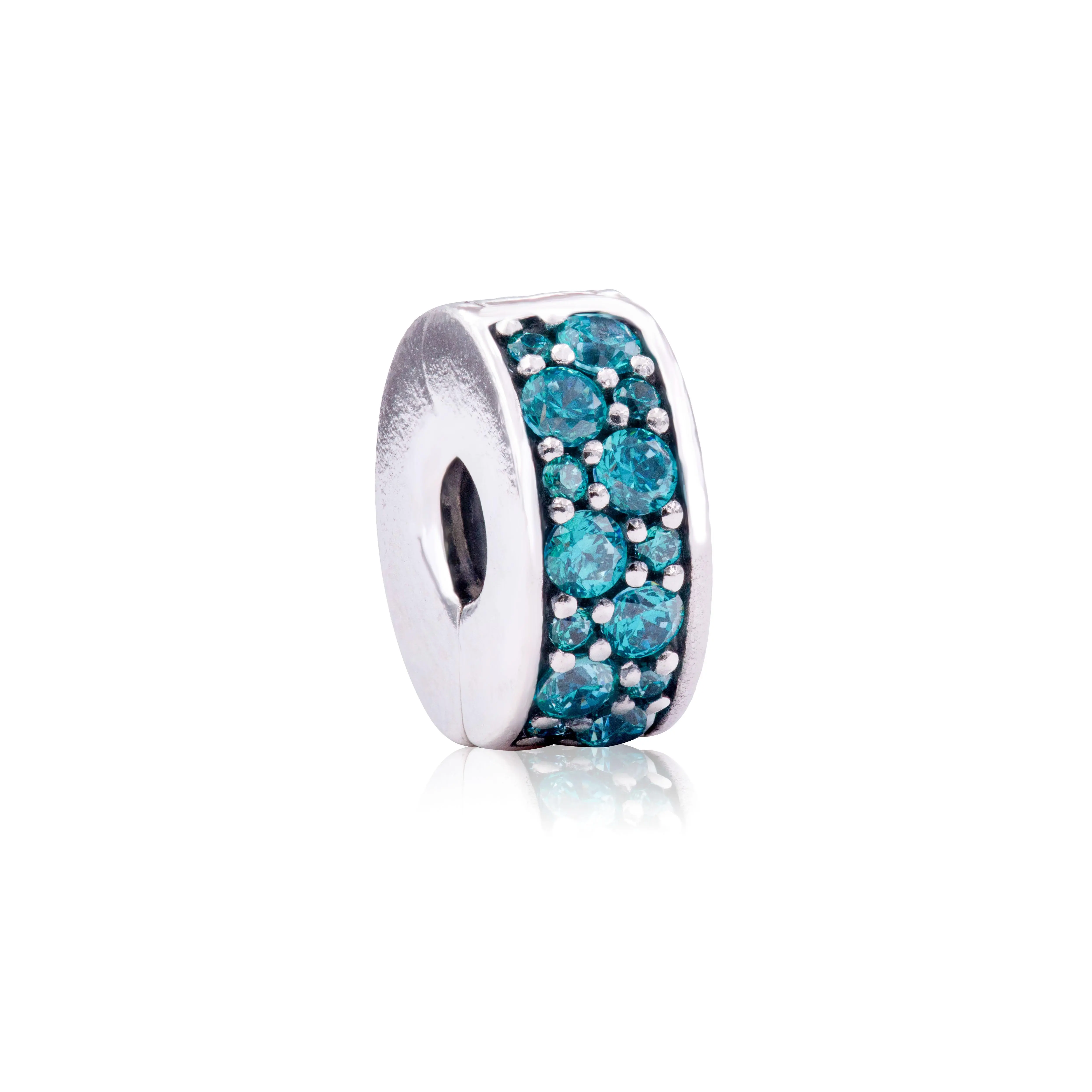 Pandora Teal Shining Elegance Spacer Clip Charm - 791817MCZ Pandora Teal Shining Elegance Spacer Clip Charm - 791817MCZ