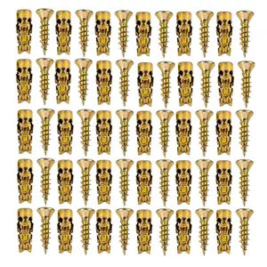60 Set Door Hinge Thread Repair Screws, 6*14mm Upgraded Short Expansion Wall Anchors, Stripped Thread Repair Fixer for Cabinet, Tile, Stone and Partition Hinge Mounting