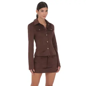 Suede Mini Skort in Chocolate