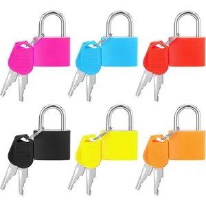 6 Pcs Multicolor Small Luggage Locks with Keys, Mini Locker Lock, Metal Suitcase Locks, Plastic-Covered Copper Keyed Padlock for Locker, Suitcase, Boxes