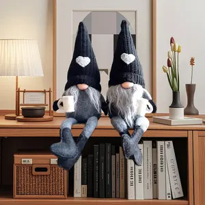 1/2 Pcs Coffee Gnomes Plush Bar Decor, Handmade Swedish Tomte Gnomes Gifts Farmhouse Scandinavian Figurine Gnome for Home Kitchen Coffee Station Table Shelf Decor, Cute Collectible Figurines