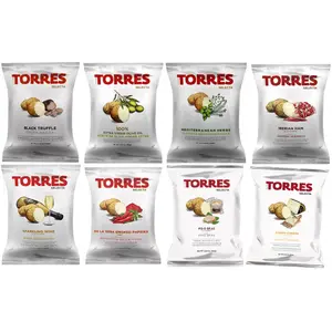 Torres Spanish Potato Chips Patatas Fritas Variety Pack Made in Barcelona, Spain (8 flavor, 8)