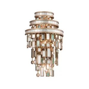 Dolcetti Wall Sconce with Champagne Leaf Finish and Elegant Shell, Crystal, and Stainless Steel Design