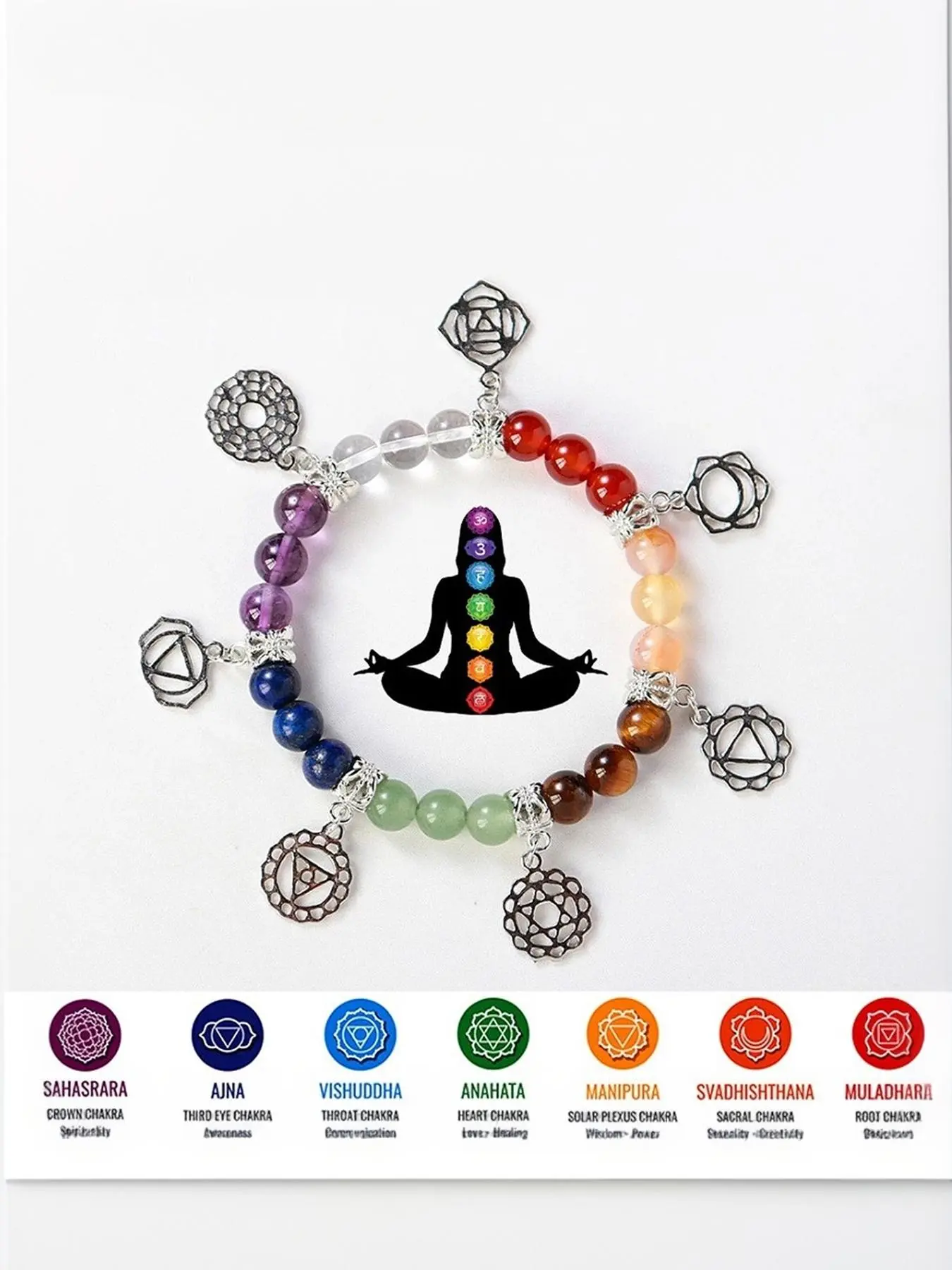 Chakra Healing Bracelet, Fashionable Stone Beaded Bracelet for Women & Men, Energy and Protection Bracelet, Perfect for Meditation, Stackable Bracelets, Beads Bracelets