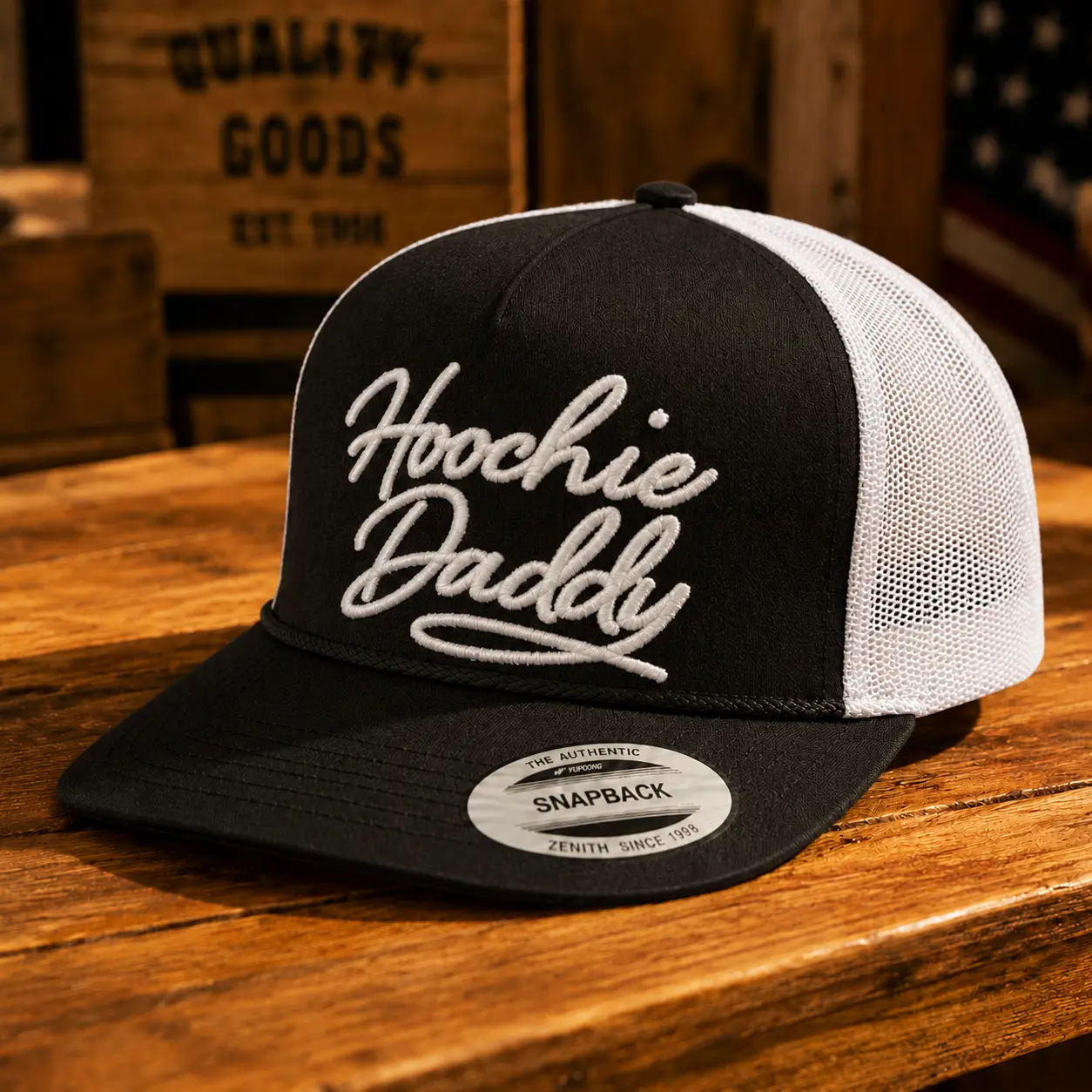 Hoochie Daddy Embroidered Trucker Hat Funny Script Mesh Snapback Cap Adjustable Baseball Hat Unisex