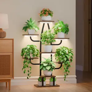 Plant Stand Indoor with Grow Light - 8 Tiered Indoor Plant Shelf, 43" Corner Plant Stands for Indoor Plants Multiple, Metal Plant Shelves Indoor, Cactus Plant Holder for Living Room, Patio, Hallway summerwins