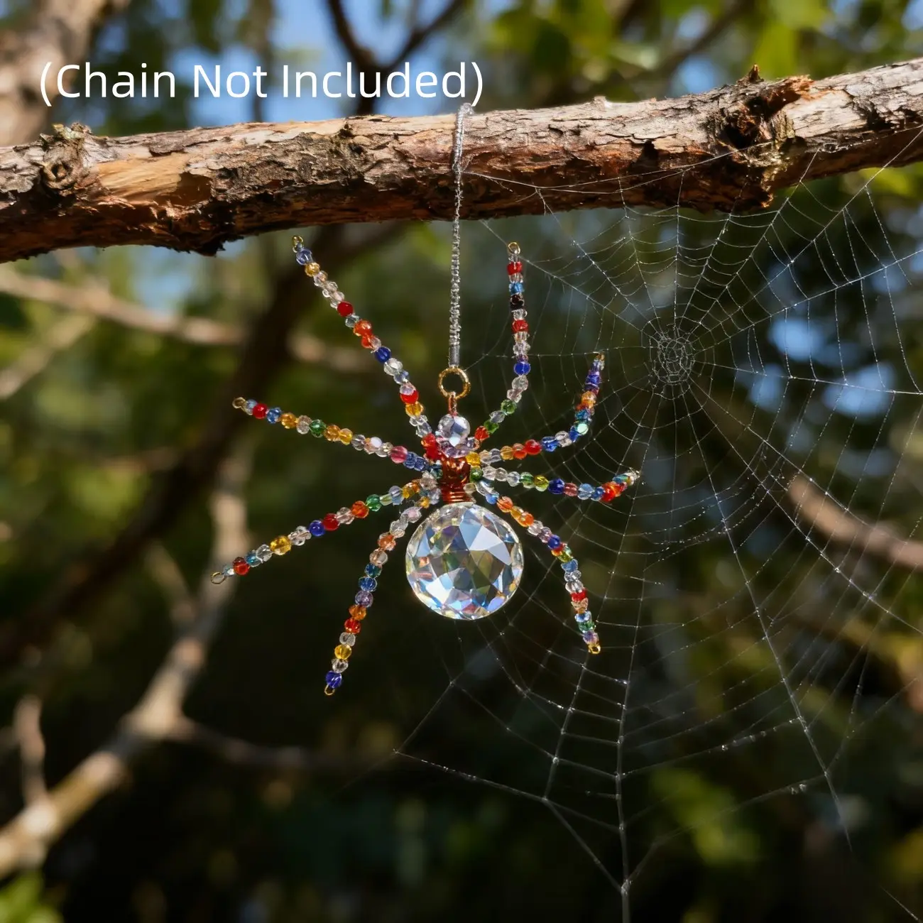 1PC Crystal Spider Suncatcher Aesthetic Beaded Rainbow Maker Prism Hanging Ornament Decorative Hanging Piece Outdoor Decor for Window Halloween Garden Decor Gift Hangable Wall Decor Hanging Room Decor