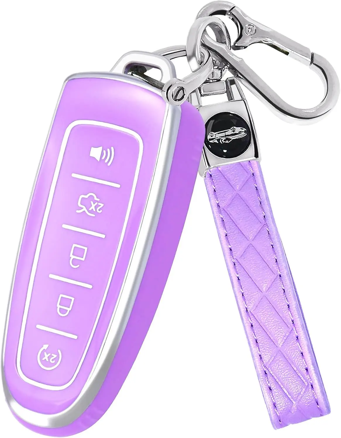 for  Key Fob Cover with Keychain,Key Fob Cover Case  Compatible with  C-Max Edge Escape Expedition Explorer Flex Focus Taurus Lincoln MKS MKT MKX Smart Remote Key (Purple)