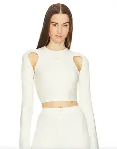 OFF WHITE SLEEK LS CROP TOP | PTP:14" | (WMNS ITALIAN 42 | MEDIUM) | NWT