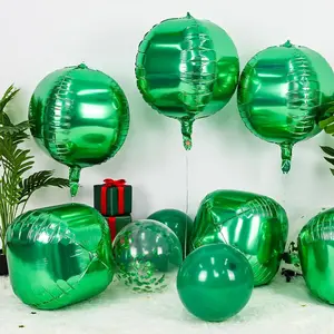 6-Pack Green Round Foil Balloons | Giant 4D Sphere Balloons | 22 Inch Metallic Green Balloons | Perfect for Birthday, Wedding, Graduation Ceremony, Prom Party Decor | Helium Floatable | Indoor Outdoor Background Focal Point