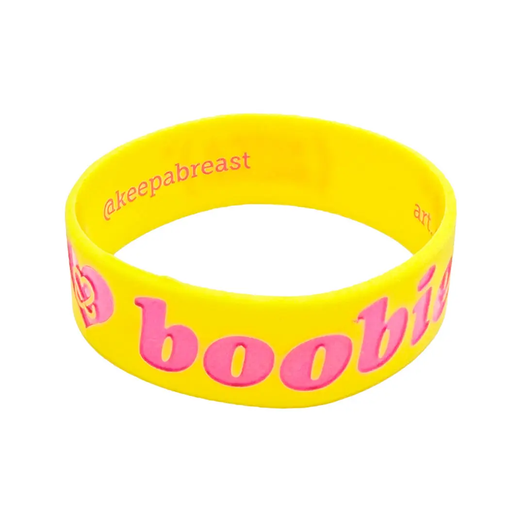 i love boobies!  Classic Bracelet - Neon Lemonade (Yellow / Hot Pink)