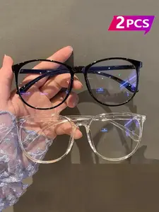 2PCS Women's Glasses Set, Fashion Eyeglasses, Trendy Frames, Trendy Casual Eyeglasses, Suitable for Daily Wear, Versatile Design, Perfect for College Style, Fashionable Women's Eyewear