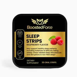 BoostedForce Sleep Strips - Raspberry Flavor - 30 Oral Strips - Vegan & Gluten-Free - Non-GMO - Dietary Supplement for Better Sleep Quality